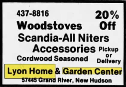 Lyon Home & Garden Center - Nov 1980 Ad (newer photo)
